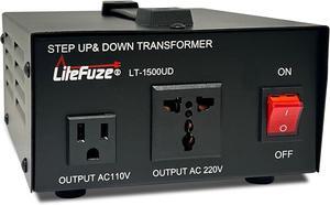 1500 Watt Voltage Converter Transformer Step Up/Down - 110v to 220v / 220v to 110v Power Converter - Fully USA Grounded Cord - Universal Outlet Socket, 2x US Outlets - CE Certified