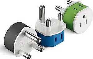 South Africa, Botswana, Namibia Power Plug Adapter with 2 USA Inputs - Travel 3 Pack - Type M (US-10L), Safe Grounded Use with Cell Phones, Laptop, Camera Chargers, CPAP, and More