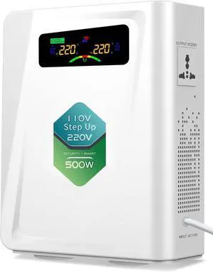 Voltage Converter 110 to 220 Step Up Transformer 500W, No Noise, Ten Protection Functions, CE & CQC Certified Using 220V Asia Euro Appliance in US