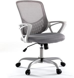 SMUG Home Office Chair Ergonomic Computer Desk Chair Mesh Mid-Back Height Adjustable Swivel Chair with Armrest, Grey