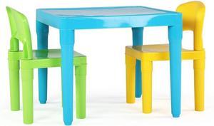Humble Crew Kids Table and 2 Chair Set, Aqua Table with Chairs - Sturdy Toddler Activity Table for Playtime, Arts, Crafts, Reading, and More - 5-Piece Childrens Furniture for Daycare Playroom