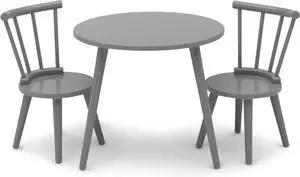 Delta Children Homestead Kids Table & 2 Chairs Set - Ideal for Arts & Crafts, Greenguard Gold Certified, Grey