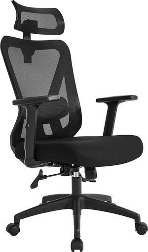 Yaheetech Ergonomic Office Chair High Back Mesh Computer Chair with Adjustable Headrest and Lumbar Support and 2D Armrest for Home Office Working Black