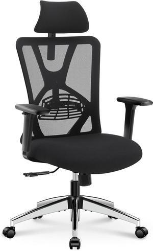 Ticova Ergonomic Office Chair - High Back Desk Chair with Adjustable Lumbar Support, Headrest & 3D Armrest - 130°Rocking Mesh Computer Chair
