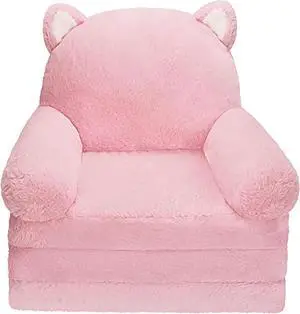 MONKISS 2-in-1 Toddler Couch Chairs Comfy, Kids Chair Couch, Mini Couch, Flip Out Sherpa Kids Sofa, Baby Couch, Chair for Toddlers 1-3, Kids Lounge Chair Reading Chair, Kids Couch Bed Fold Out, Pink