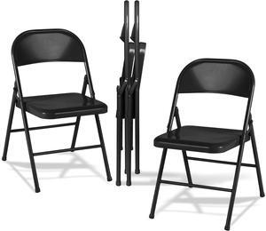VECELO Metal Folding Chairs 4 Pack, Double Hinged Steel Frame Easy Foldable&Stackable for Office Kitchen Dinning Wedding Patio and Garden