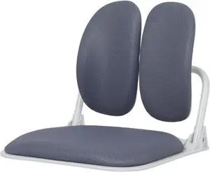 Made in Korea Dual-Backrests Ergonomic Floor Chair with Back Support - Meditation Chair, Floor Gaming Chair, Reading Chair, Floor Chairs for Adults, Foldable Chair (Grey)