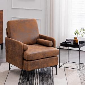 VINGLI 25" W 23" D Rustic Comfy Cross Legged Reading Chair, Upholstered Cozy Sofa Armchair Corner Accent Chair for Living Room, Bedroom, Modern Office Sitting Chair for Reception, Waiting Room
