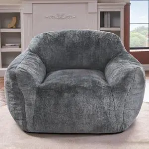 Homguava Bean Bag Chair Bean Bag Chairs for Adults Comfy Beanbag Chair with Spacious Design Oversized Bean Bag Sofa with Armrest Giant Bean Bag Chair with Filler for Living Room Bedroom (Grey)