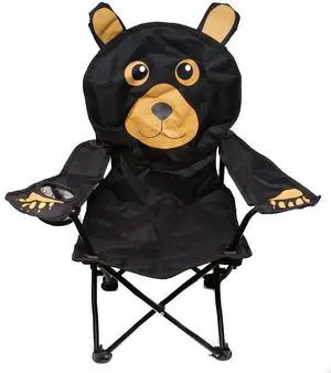 Wilcor Kids Folding Camp Chair with Cup Holder and Carry Bag - Black Bear