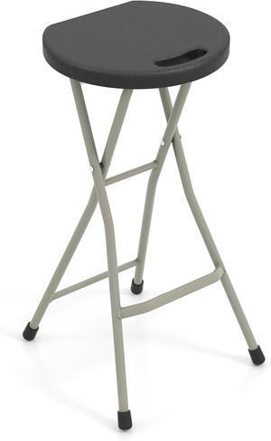 GYMAX Folding Stool, 28in Portable Collapsible Bar Stool with Handle & Steel Frame, 330lbs Sturdy Foldable Lightweight Metal Chair for Outdoor/Indoor Kitchen Home Bar, Assembly Free (Set of 1, 28inch)