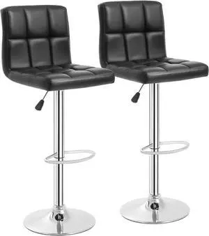 FDW Counter Height Swivel Bar Stools PU Leather Padded with Back,Set of 2 Height Adjustable Counter Stool Barstools Dining Chair,Black