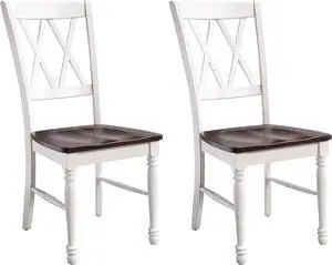 Crosley Furniture Shelby Traditional Wood X-Back Dining Room Chairs Set of 2, Kitchen Chair, Distressed White