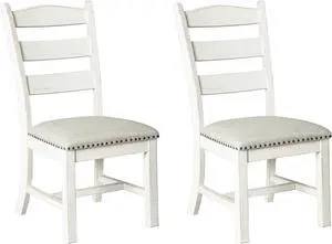 Signature Design by Ashley Valebeck Vintage Farmhouse Cushioned Dining Chair, 2 Count, Whitewash
