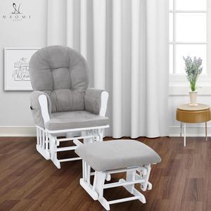 Brisbane Nursery Glider & Ottoman Sets, Glider Recliner Nursery Rocking Chair, Nursery Glider Rocker with Ottoman, Reclining Gliders & Chairs for Breastfeeding, Maternity, Napping - White/Gray