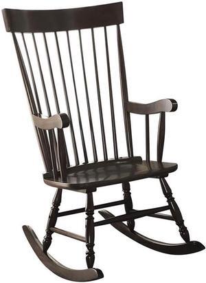 Acme Arlo Wooden Rocking Chair with Spindle Back and Recessed Armrest in Black