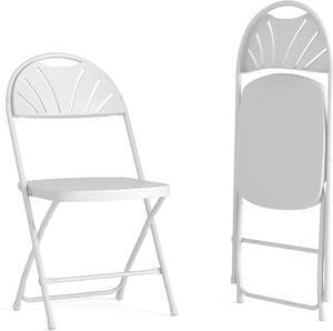 Flash Furniture 2 Pack HERCULES Series 650 lb. Capacity White Plastic Fan Back Folding Chair