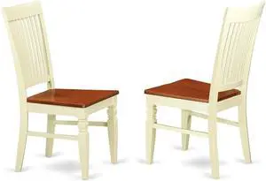 East West Furniture WEC-BMK-W Weston Kitchen Dining Chairs - Slat Back Wood Seat Chairs, Set of 2, Buttermilk & Cherry
