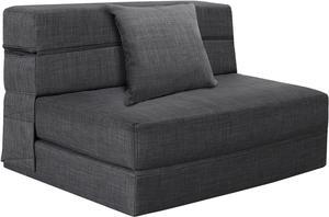 Fold Sofa Bed Couch Twin Size with Pillow Memory Foam Convertible Sleeper Chair Bed Futon Lazy for Living Room/Home Office/Guest Beds/Apartment/Upstairs Loft,Dark Gray