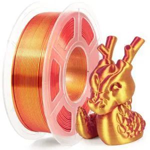 iSANMATE 3D Printer Filament, PLA Filament 1.75mm Dual Color Silk PLA, Silk Gold Red 3D Printing Filament,1 kg Spool