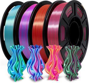 YOUSU Silk Dual Color PLA Filament 3D Filament Coextrusion PLA Multicolor PLA Filament 1.75mm (± 0.03 mm) Compatible with Most of 3D Printer, 4x250g Silk Pack A