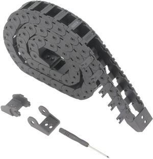 Zeberoxyz 15x20mm Drag Chain Length 1Meter Open Type Black Plastic Cable Carrier R28 with 1Kit End Connectors for 3D Printer and CNC Machines
