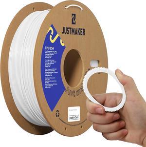 TPU 95A 3D Printer Filament, Suitable Resilience, Upgrade Cardboard Spool, 1kg, Dimensional Accuracy +/-0.05mm, 1.75mm, White