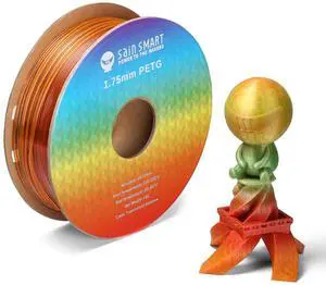 SainSmart PRO-3 Tangle-Free Premium 1.75mm PETG 3D Printer Filament Multicolor, Translucent Rainbow PETG with Light Transmission Feature, 2.2 LBS (1KG) Spool, Dimensional Accuracy +/- 0.02mm