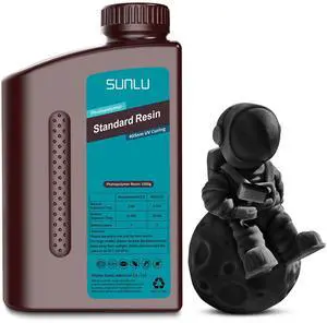 SUNLU 3D Printer Resin 1kg, Fast Curing Standard 3D Resin for LCD DLP SLA Resin 3D Printers, 395 to 405nm UV Curing 3D Printing Liquid Photopolymer Resin, Low Shrinkage, High Precision, 1000g, Black