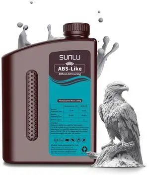 SUNLU 2000G ABS Like Resin For 3D Printer, 405nm UV Curing Photopolymer Rapid 3D Resin For 2K 4K 6K 8K LCD/DLP/SLA 3D Printers, Non-Brittle & High Precision & Low Shrinkage, 2KG, Grey