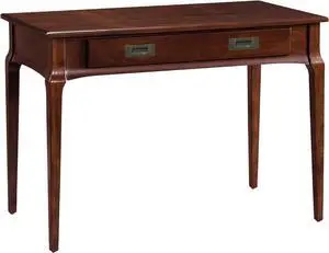 Leick Home Stratus Solid Wood Laptop Writing Desk with Drop Front Keyboard Drawer, Space-Saving Design for Home Office, Heartwood Cherry, 22400
