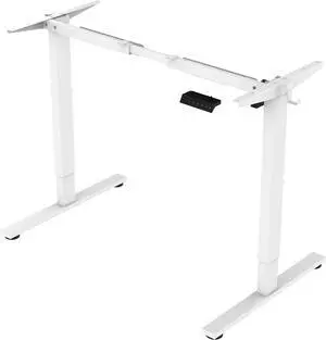 SANODESK Single Motor 2 Stage Electric Height Adjustable Standing Desk Frame Heavy Duty 176lbs Load Capacity for Home Office (White Frame Only)