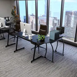 ZENY 58'' L-Shaped Gaming Desk Computer Corner Desk Reversible Table Home Office Desk PC Workstation Study Writing Desk Wood & Steel