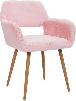 Furry Desk Chair, Comfy Armchair with Faux Fur for Teen Girls, Pink, 1PC | Comfy Seating with Wood Frame, Sturdy Metal Legs, Ideal for Vanity, Stylish Design, Hollow Backrest for Breathability Furry Desk Chair, Comfy Armchair with Faux Fur for Teen Girls, Pink, 1PC | Comfy Seating with Wood Frame, Sturdy Metal Legs, Ideal for Vanity, Stylish Design, Hollow Backrest for Breathability