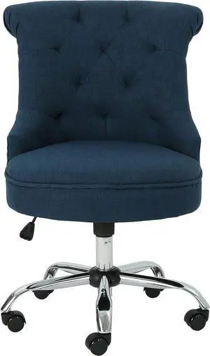 Christopher Knight Home Tyesha Desk Chair, Navy Blue + Chrome