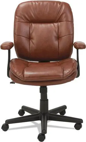 OIF ST4859 Swivel/Tilt Bonded Leather Task Chair, Fixed T-Bar Arms, Chestnut Brown