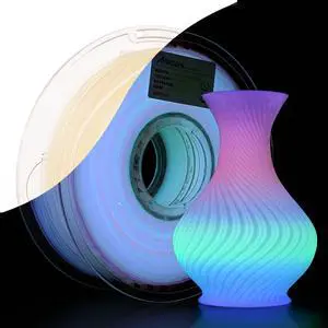 AMOLEN 3D Printer Filament, Glow in The Dark Filament Multicolor Rainbow PLA Filament, Blue, Green, Pink, Purple, Gradient 3D Filament Color Change in 10m, Dimensional Accuracy +/- 0.02 mm, 1kg Spool