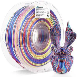 AMOLEN Silk PLA 3D Printer Filament, Shiny Multicolor Rainbow PLA Filament 1.75mm, Fast Color Change PLA 3D Printing Filament for Most FDM 3D Printer, Blue Red YellowGreen