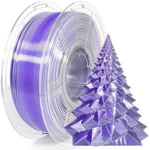 iSANMATE PLA Filament 1.75mm Dual Color Filament, Shiny Silk PLA 3D Printer Filament, Coextruded Filament 3D Printing Filament Magic PLA, 1 kg/Spool (Purple and Silver)