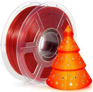 iSANMATE 3D Printer Filament, Transparent Glitter Red PLA Filament 1.75 mm, 3D Printing Filament 1KG/2.2lb
