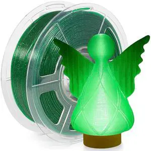 iSANMATE 3D Printer Filament, Transparent Glitter Green PLA Filament 1.75 mm, 3D Printing Filament 1KG/2.2lb