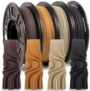 iSANMATE 3D Printer Filament Bundle, Pla Filament Wood Filament, White Pine Wood, Sandal Wood, Yellow pear Wood and Ebony Wood Filament 1.75mm, 250g X 4 Pack,(20% Wood Powder+80% PLA+)