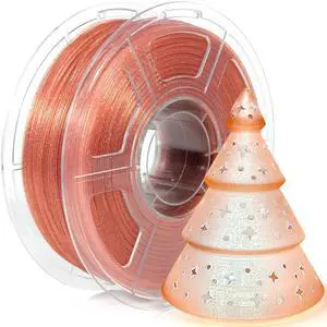 iSANMATE 3D Printer Filament, Transparent Glitter Orange Pink PLA Filament 1.75 mm, 3D Printing Filament 1KG/2.2lb