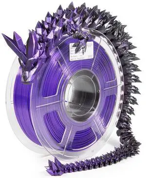 iSANMATE 3D Printer Filament, PLA Filament 1.75mm Dual Color Filament, Shiny Silk PLA Coextruded Filament, 3D Printing Filament Magic PLA, 1 kg/Spool (Black+Purple)