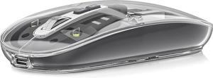 Uiosmuph Bluetooth Wireless Mouse Tri-Mode (Dual BT5.1+2.4GHz) USB C Rechargeable Computer Mouse Full Transparent Silent Mouse with USB Receiver & Type C Adapter for Laptop/Mac/iPad/Chromebook Grey