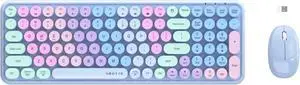 Wireless Keyboards and Mouse Combos, UBOTIE Colorful Gradient Rainbow Colored Retro Typewriter Flexible Keyboard, 2.4GHz Connection and Optical Mouse