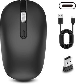 cimetech Wireless Mouse Bluetooth, 1 Mice for 2 Devices, Rechargeable Comfort Silent Ratones for PC Laptop Computer, Portable Ergonomic Mäuse with Nano Receiver and Cable for School and Home Office