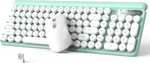 RaceGT Wireless Typewriter Keyboard and Mouse - Wireless Keyboard with Silent Mouse, Cute Retro Keyboard Mouse Combo, 2.4G Cordless USB Computer Keyboard Mouse Set for Windows Laptop/Desktop/PC
