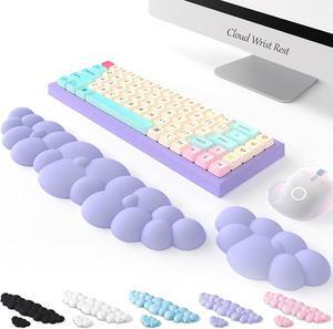 Keyboard Cloud Wrist Rest 2PCS, High Density Memory Foam Keyboard Palm Rest, Ergonomic Keyboard Pad Wrist Support for Pain Relief, Mouse Pad Rest Support for Office/Computer/Laptop/Gaming/Mac,Purple