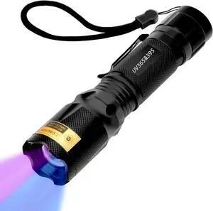 UV Flashlight Black Light- 365nm 395nm Ultraviolet Flashlights Handheld Blacklight Torch Woods Lamp for Pet Urine Stains Detection Rocks & Minerals Glue Curing Scorpions Finder and Uranium Glass